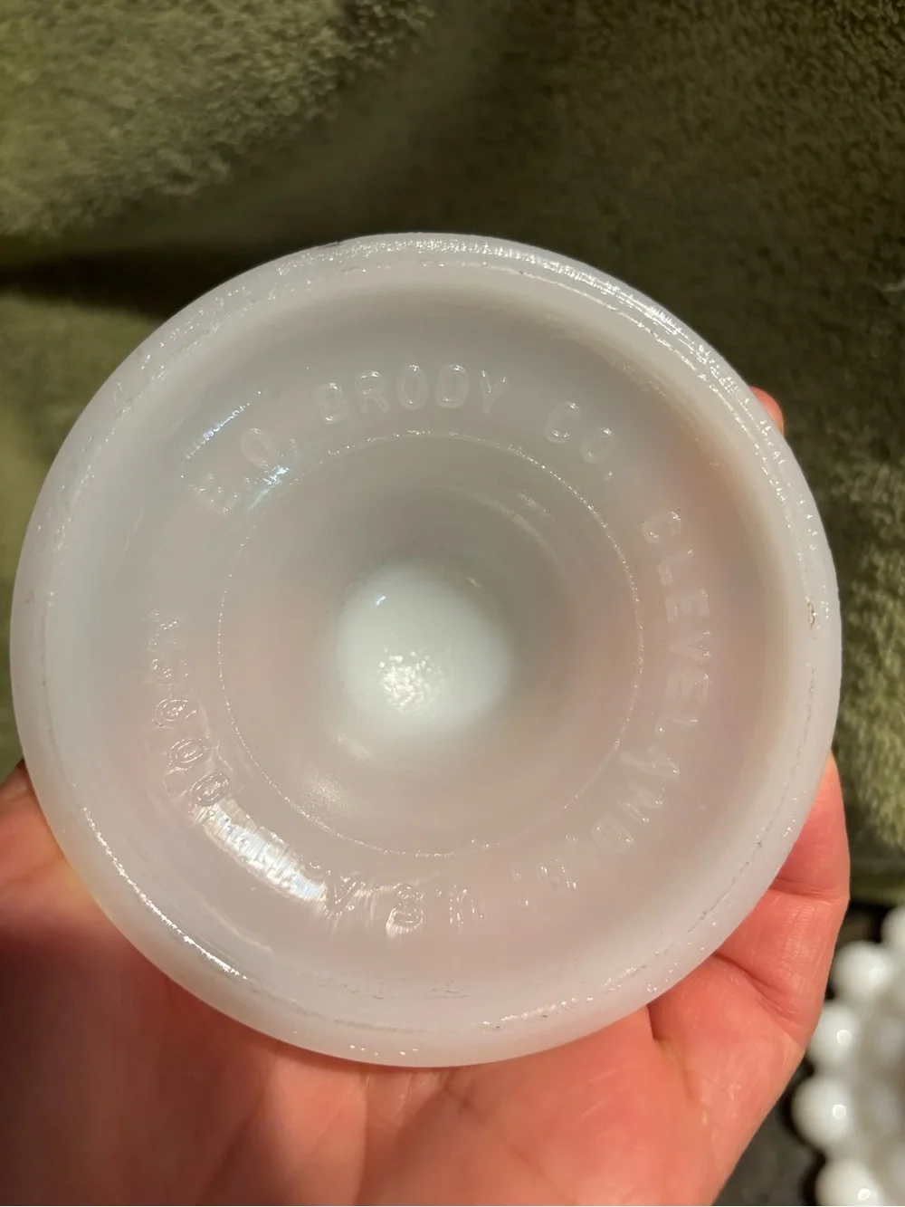 White Ribbed Milk Glass Compote Vase by E.O. Brody Co.